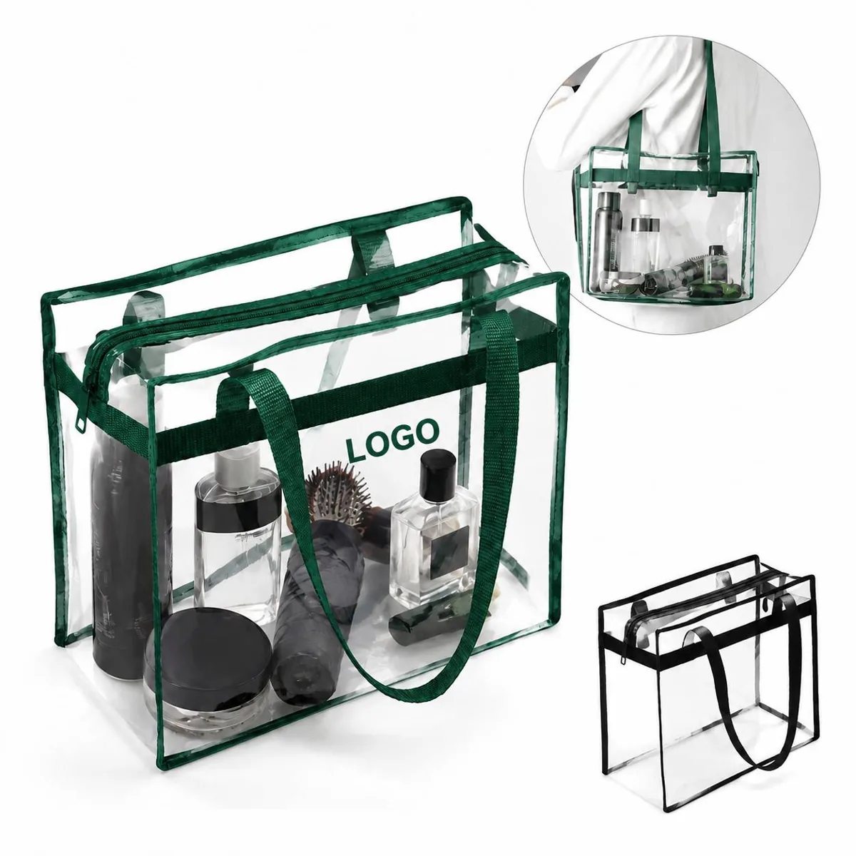 Clear PVC Tote Bag with Zipper Closure for Stadium Events