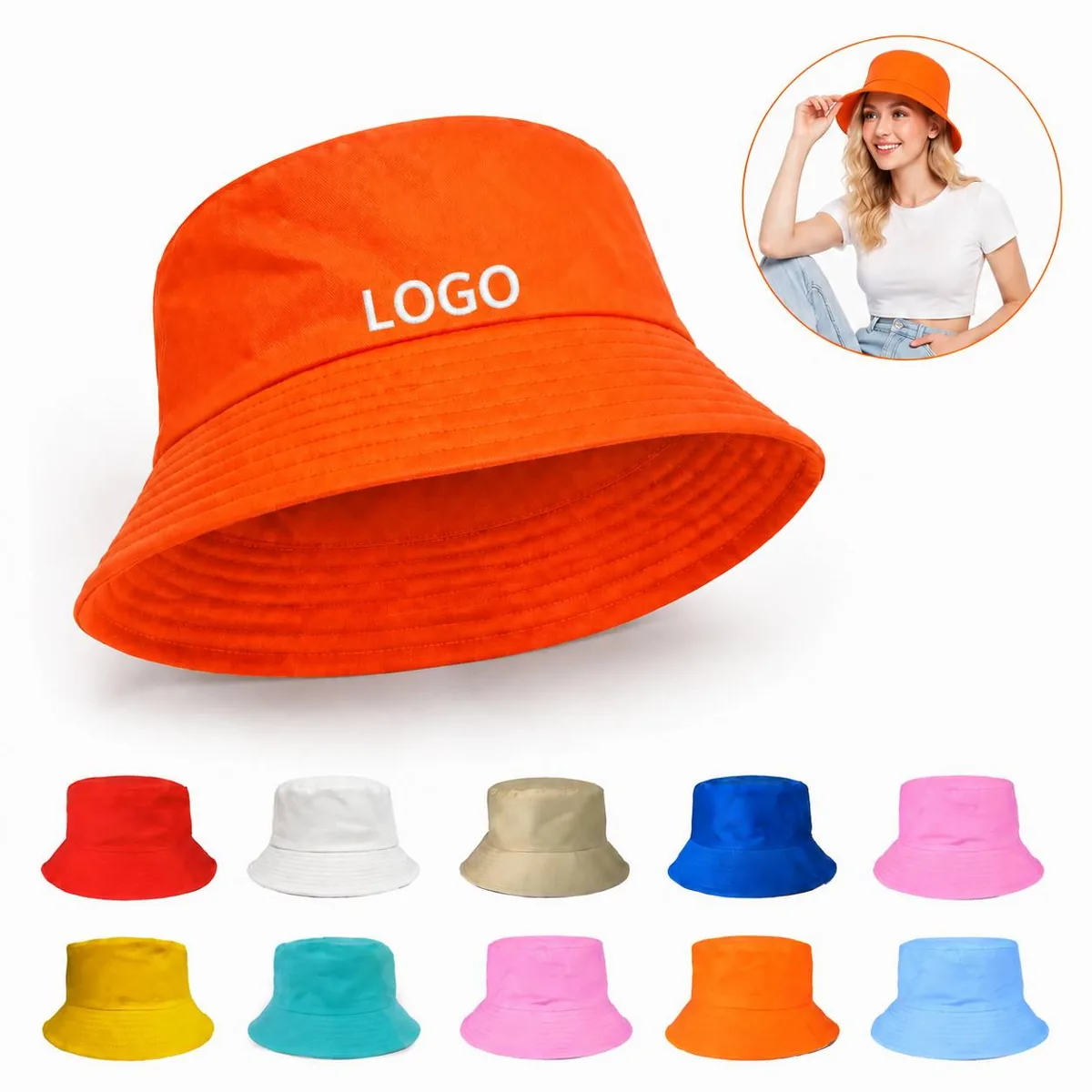 Unisex Cotton Bucket Hat for Sun Protection Outdoor Travel