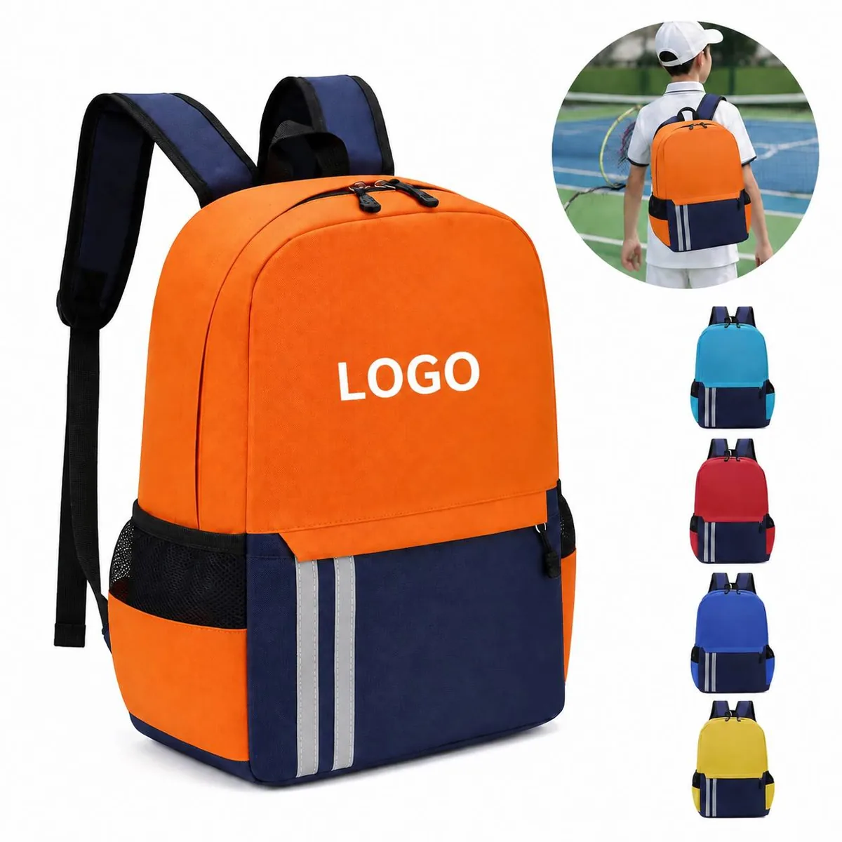 Kids Reflective Backpack with Side Pockets for School