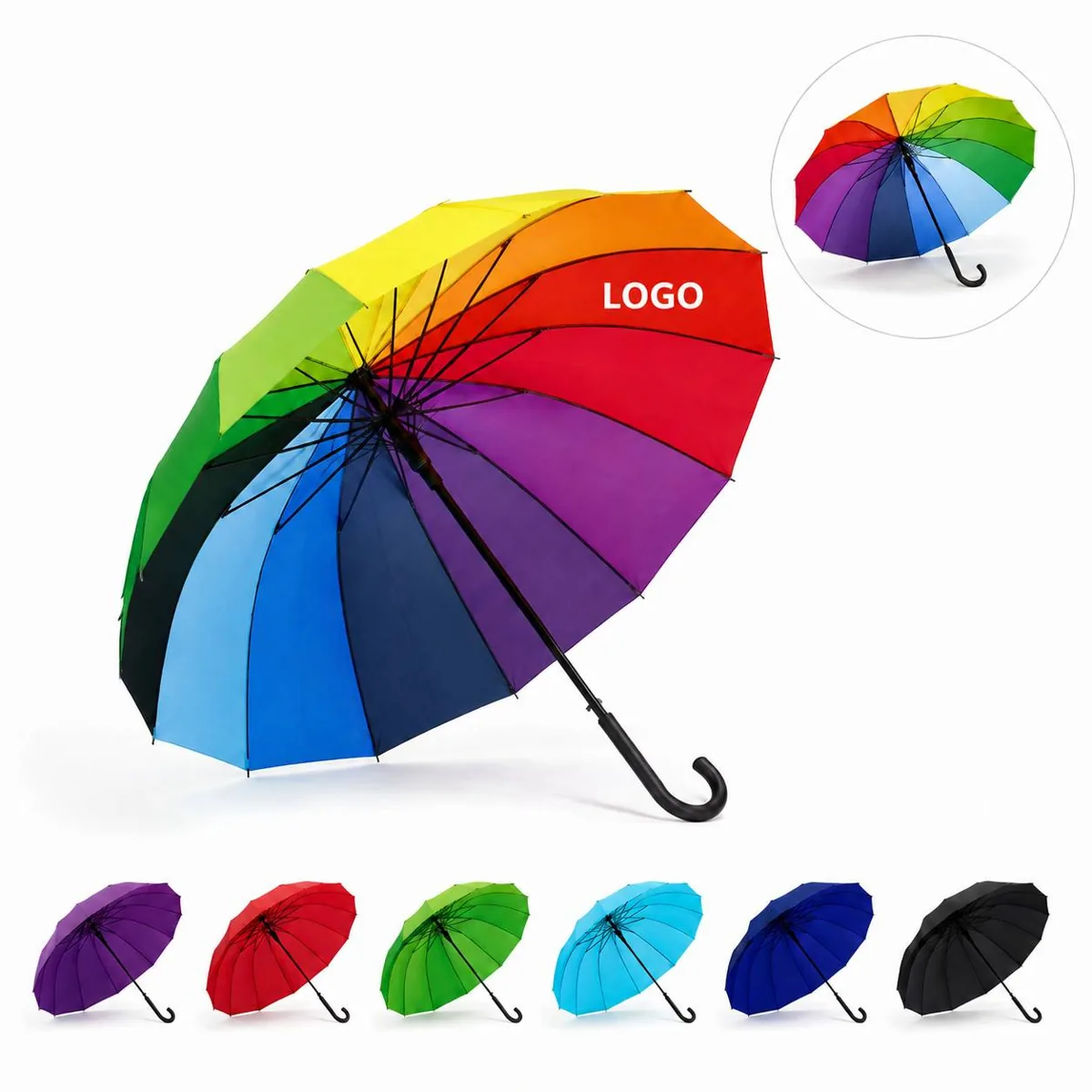 One-Hand Push Button Auto Open Compact Umbrella, 190T