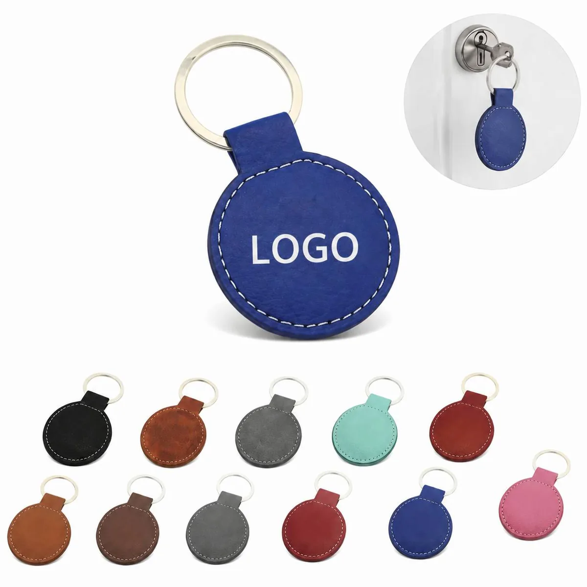 Engraved PU Leather Keyring Custom Gift