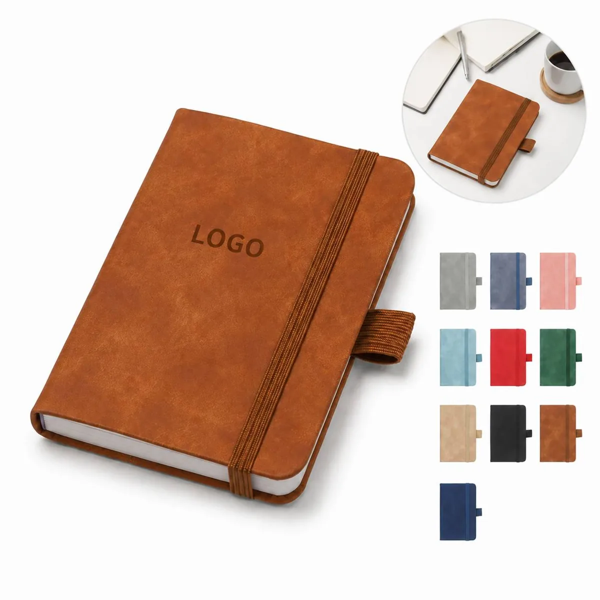 Waterproof PU Leather Journal Notebook, 200 Pages Pocket