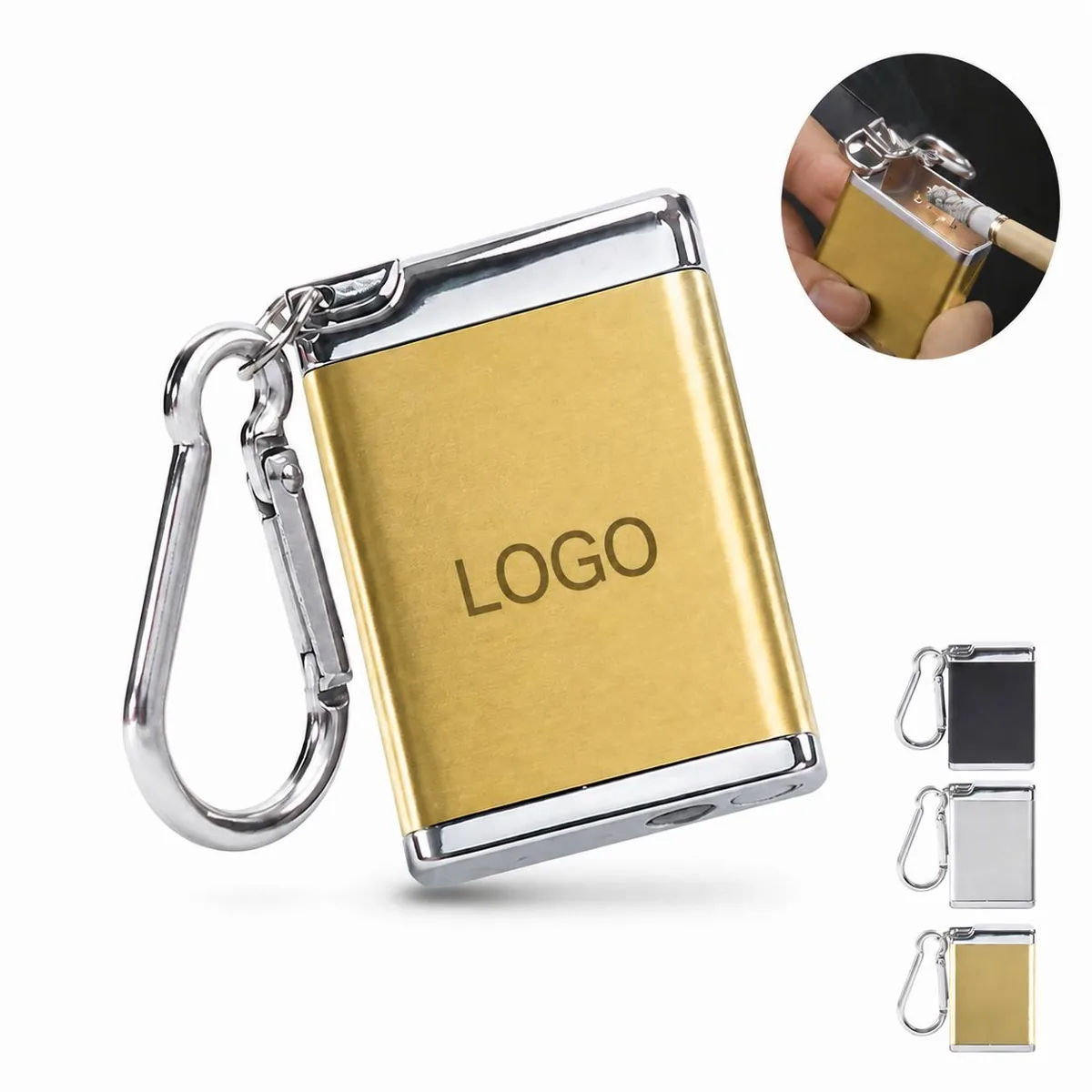 Aluminum Keychain Cigarette Butt Case for Travel, Odor-Proof