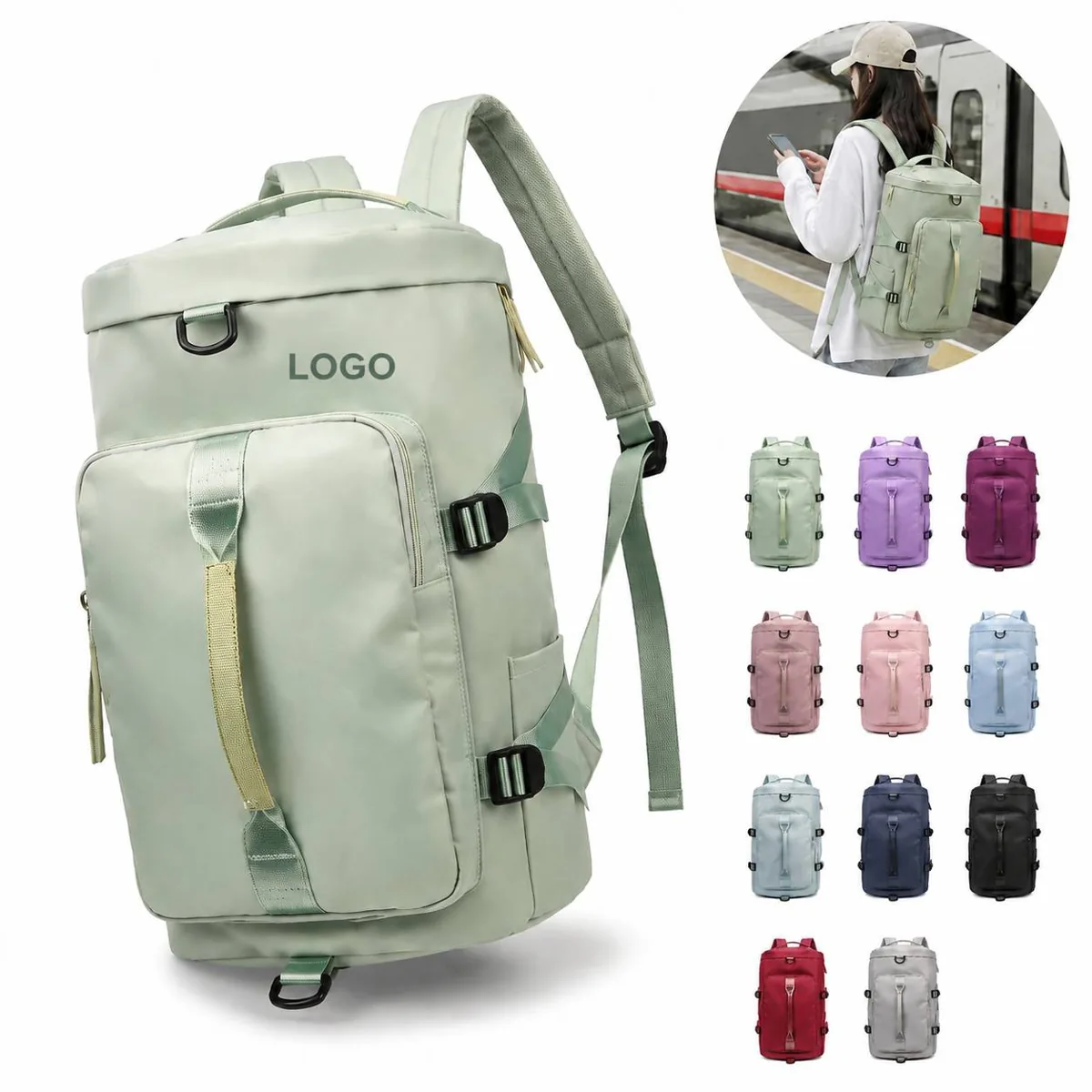 Unisex Waterproof Travel Backpack with Separate Wet