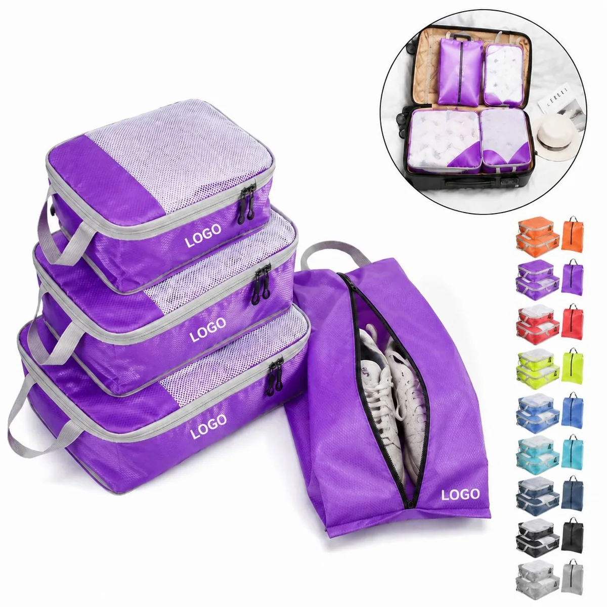 Travel Storage Bags 4 Pack Organizer with Mesh Top Zippers