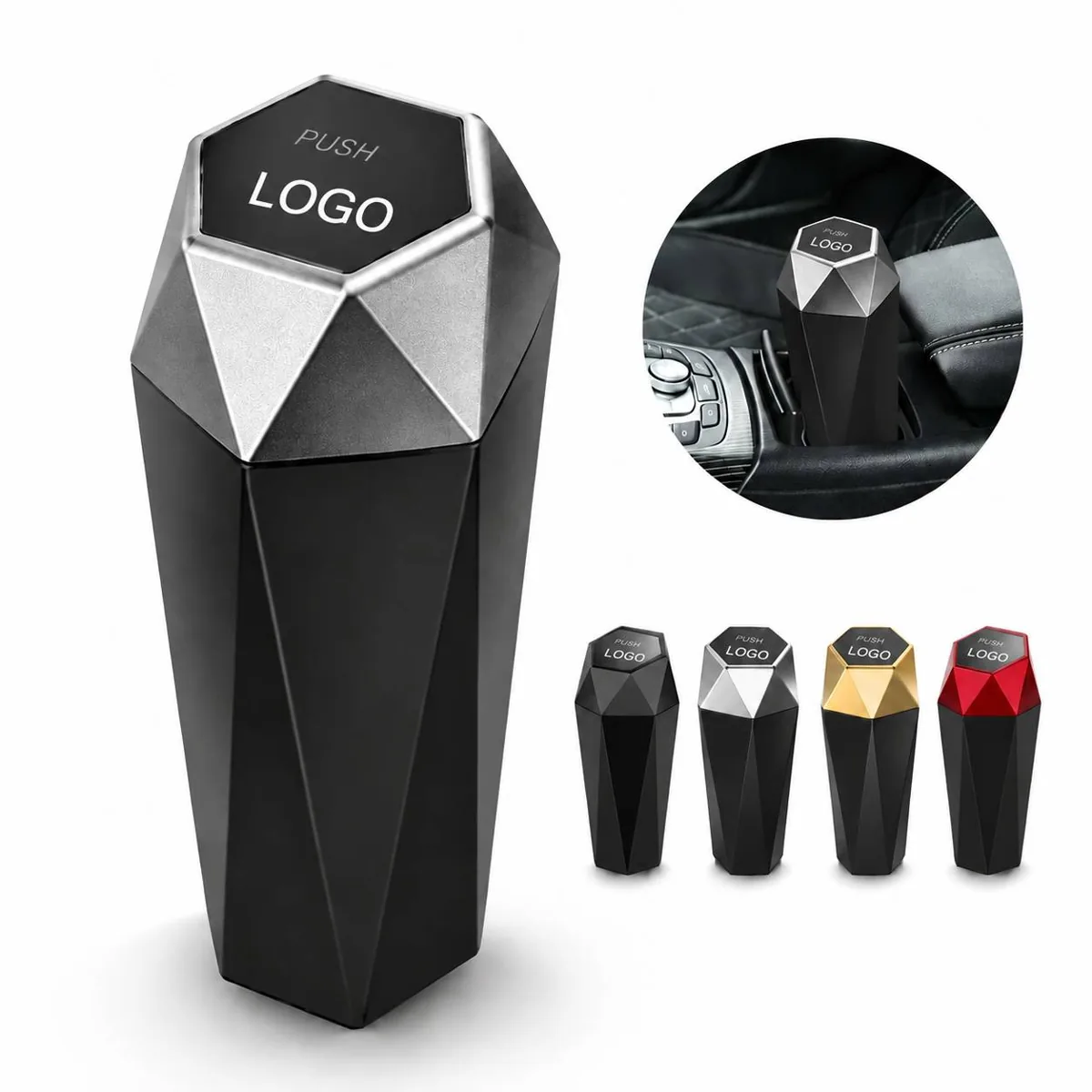 Car Mini Trash Bin with Bounce Lid, Diamond Cup Design