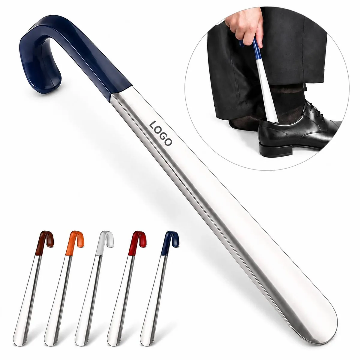 Rubber Coated Stainless Steel Extra Long Shoe Horn