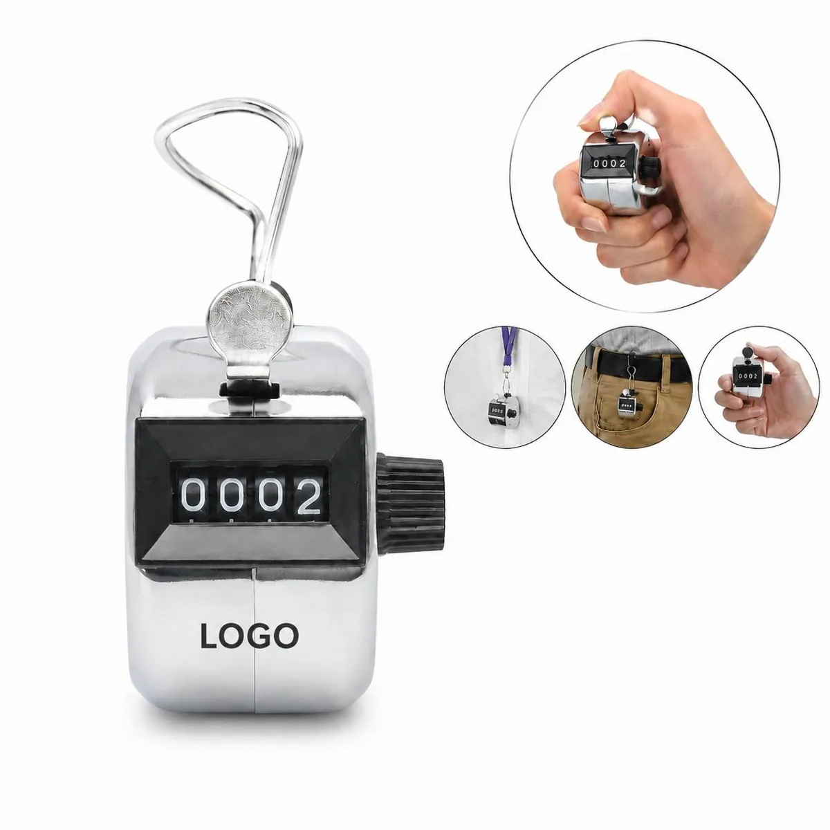 Metal Hand Tally Counter Clicker 4-Digit Mechanical