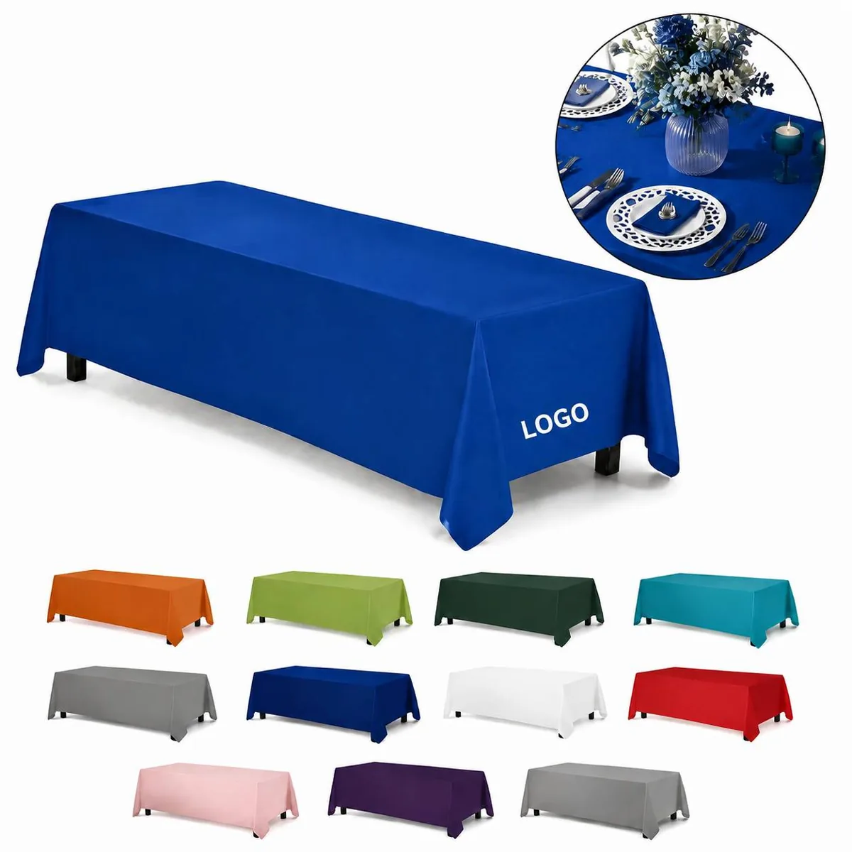 Custom Polyester Rectangle Tablecloth for Trade Show Event