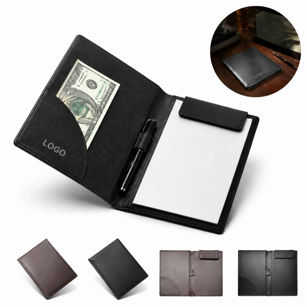 PU Leather Server Check Organizer Wallet with Pen Loop