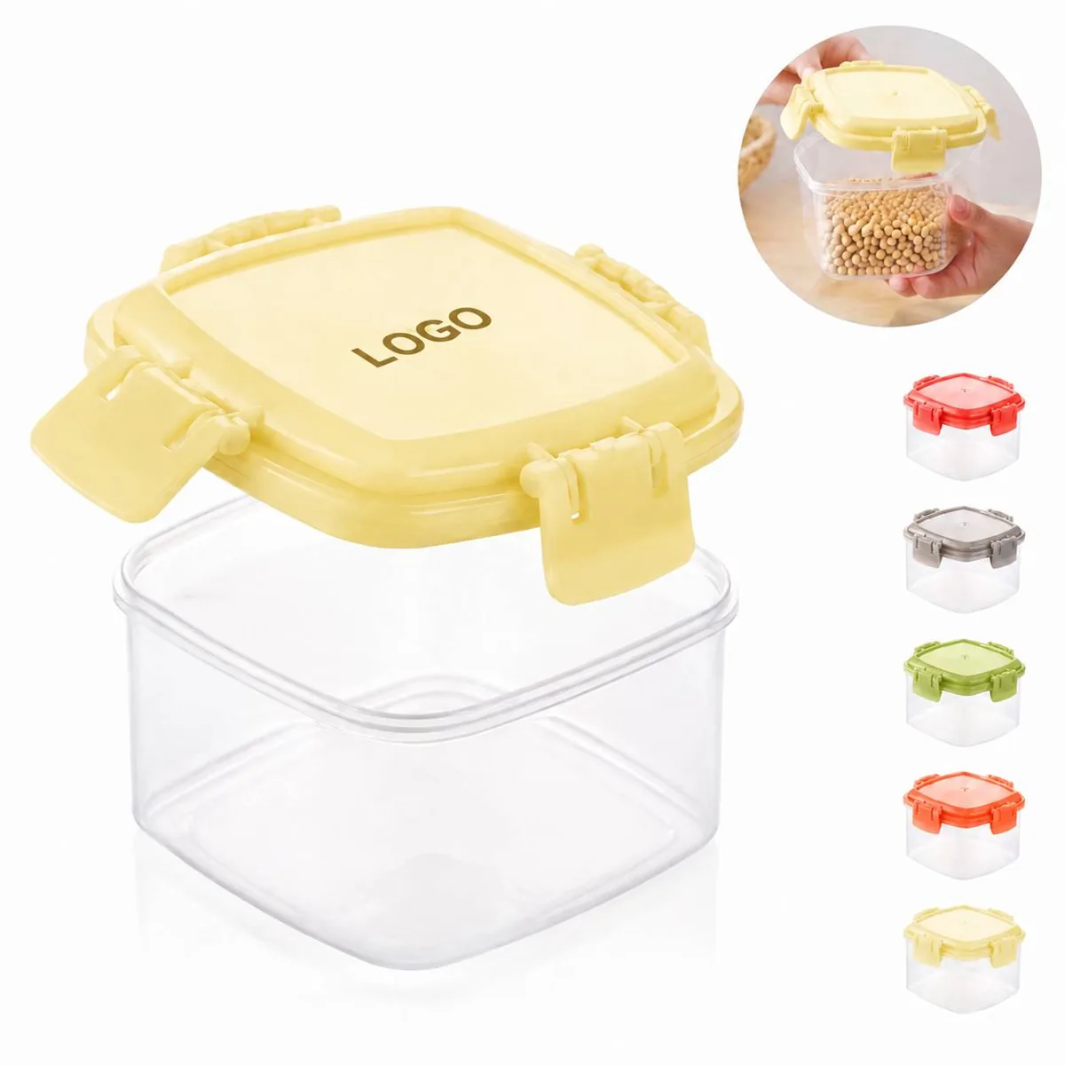 Square Dressing Cup with Secure Seal Lid, Leakproof PET