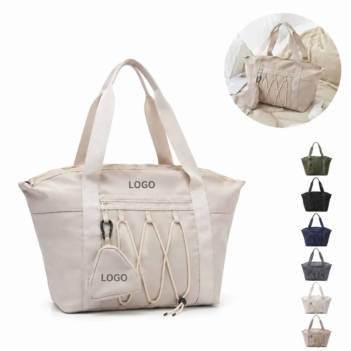Oxford Fabric Travel Tote Bag with Detachable Pouch for Gym