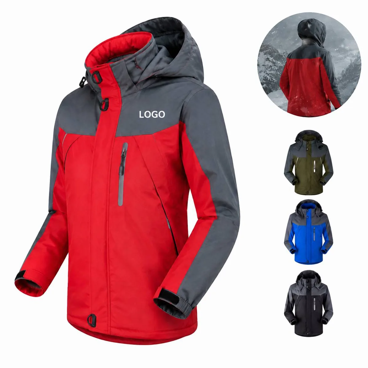 Fleece Lined Windproof Winter Jacket for Outdoor Sports