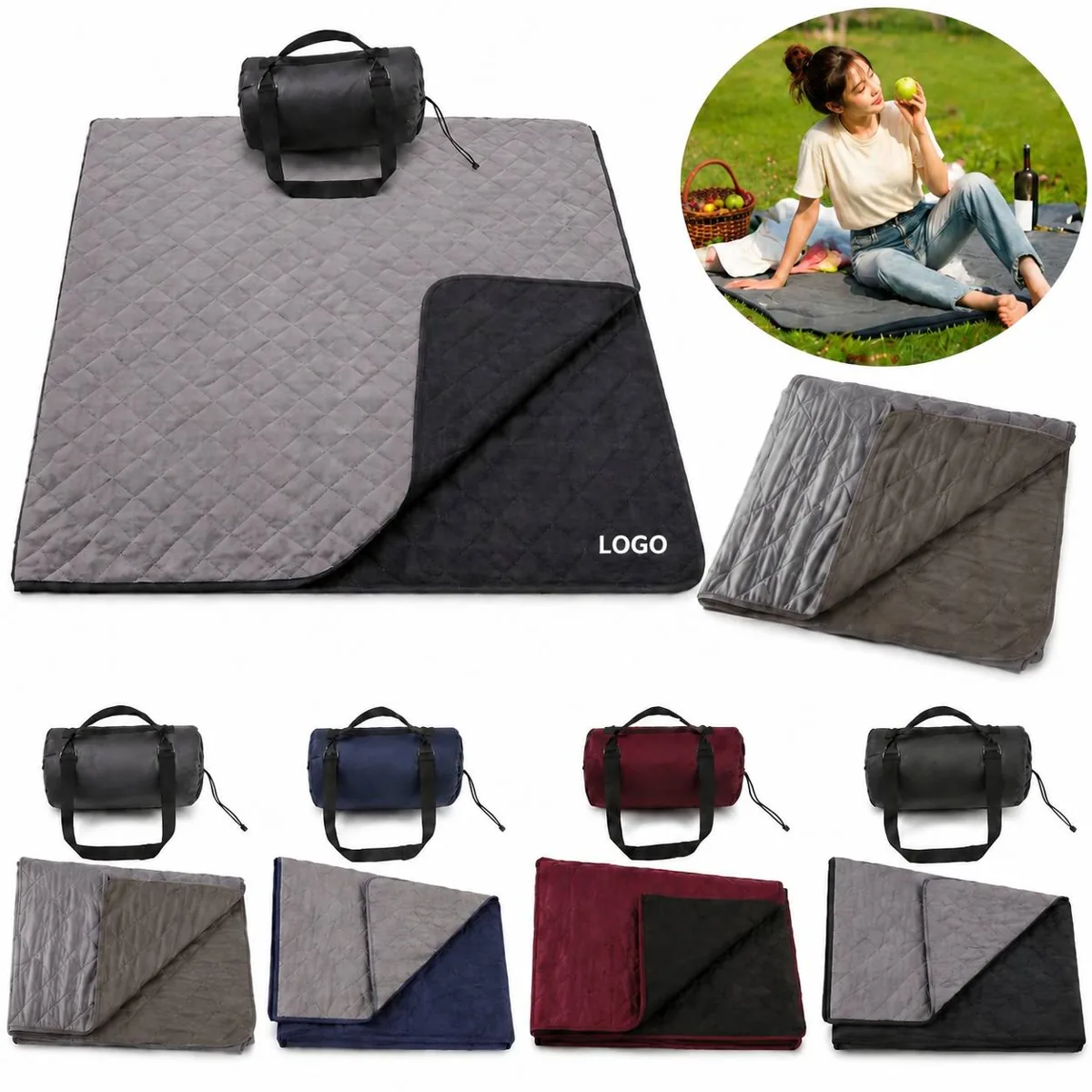 Waterproof Fleece Camping Blanket for Outdoor Picnic Travel
