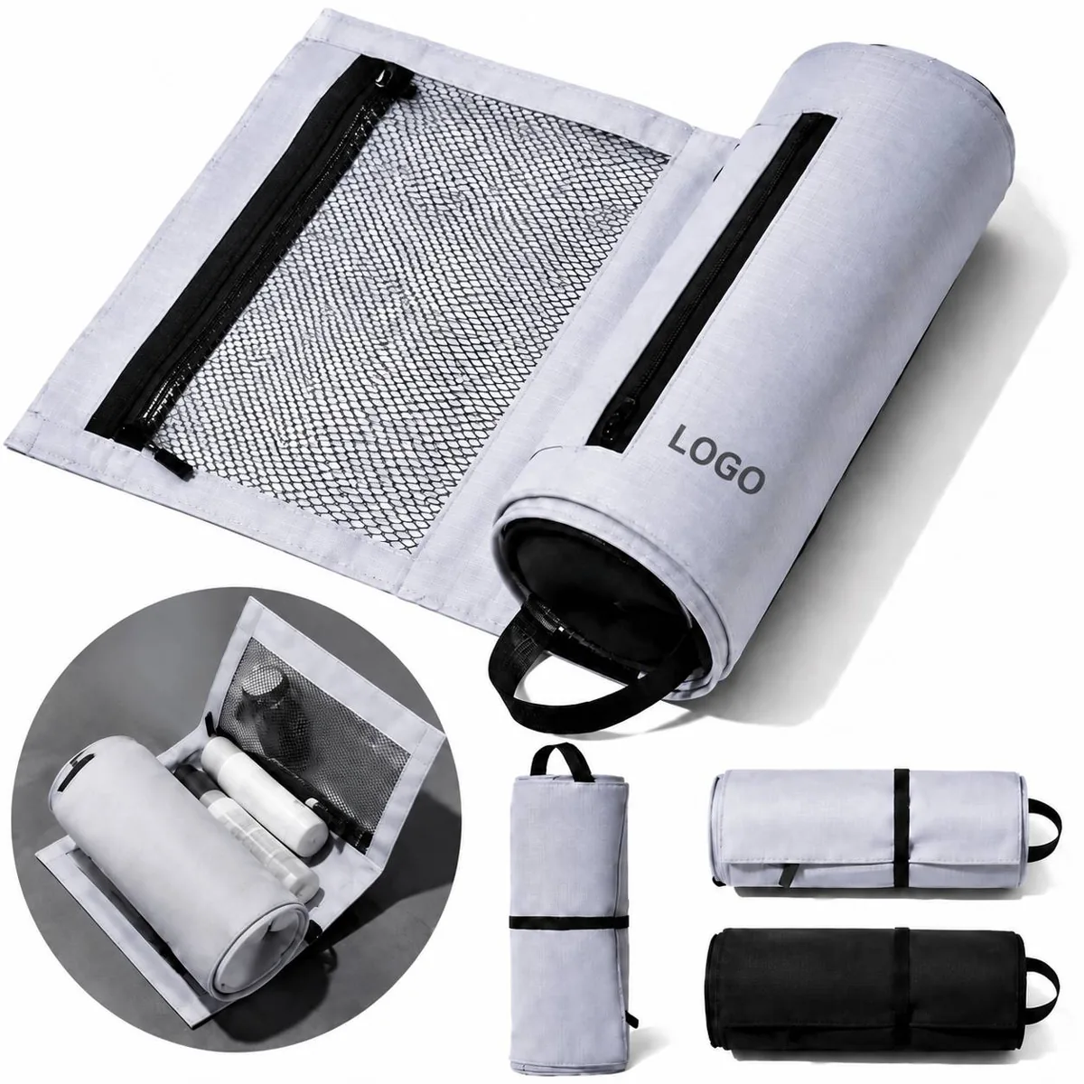 Portable Travel Toiletry Roll with Wet Dry Separation Bag