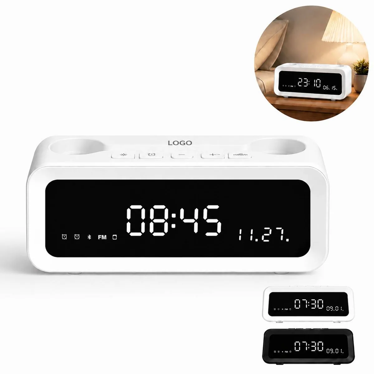 Wireless Speaker Alarm Clock with LED Display & Phone