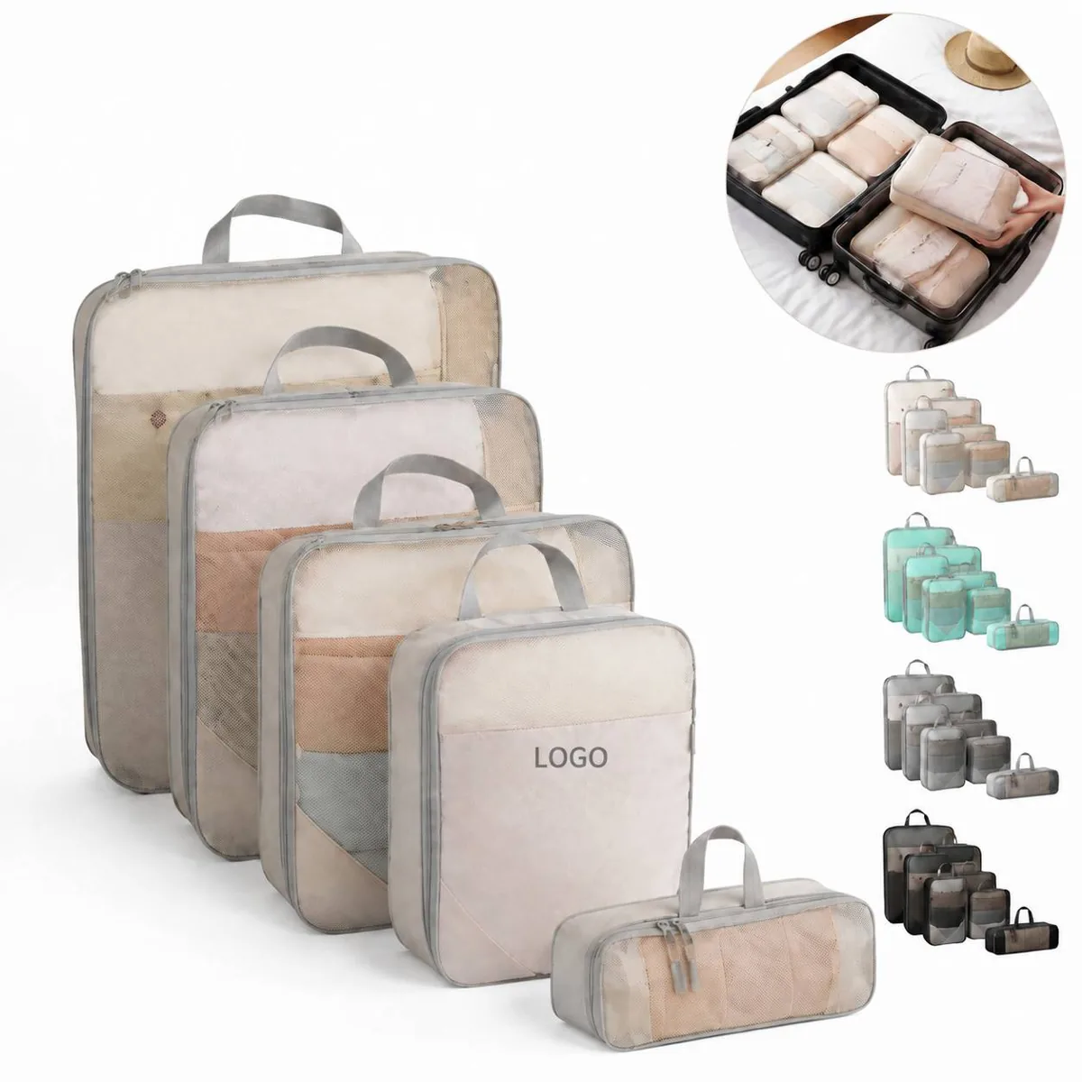 Travel Packing Cubes Set, Mesh Organizer with Compression