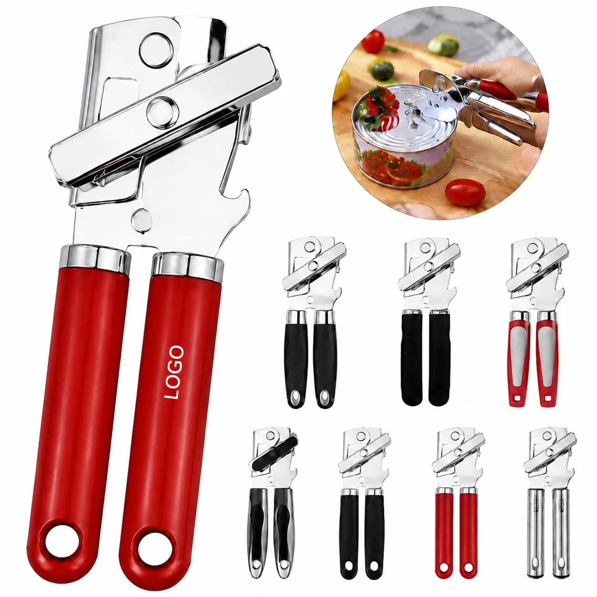 Ergonomic Can Opener with Bottle Opener, Stainless Steel