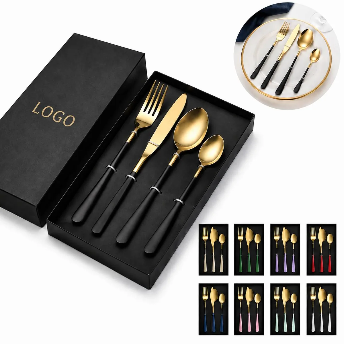 Stainless Steel Flatware Set 4 Pieces, Elegant Cutlery