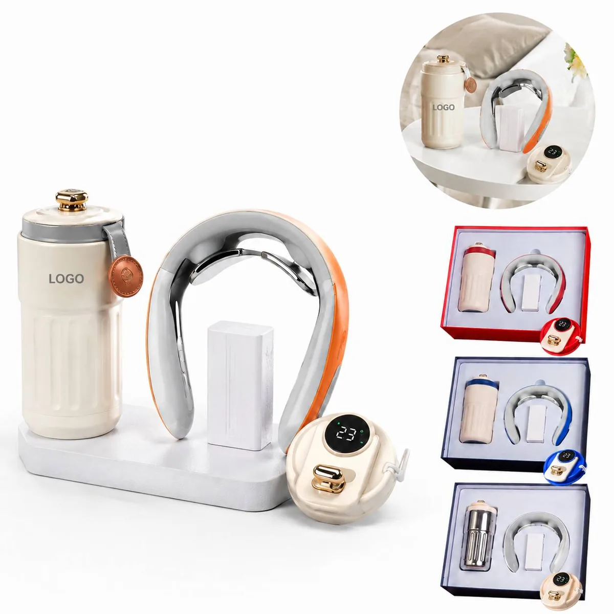 Smart Display Coffee Cup Neck Massager Business Gift Set