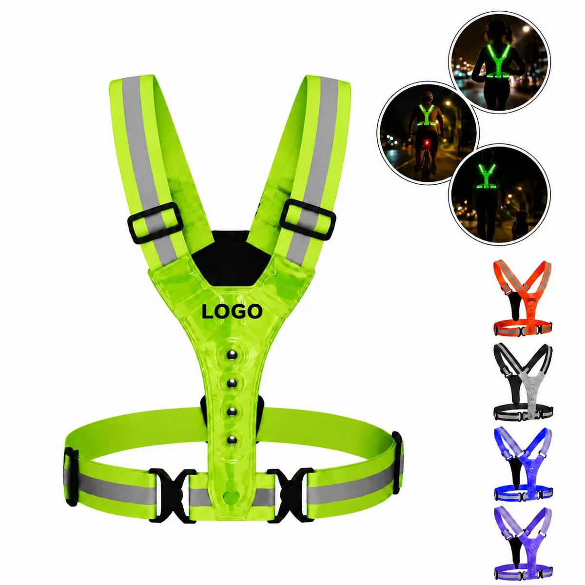 LED Safety Vest with 360° Lights for Night Running & Cycling