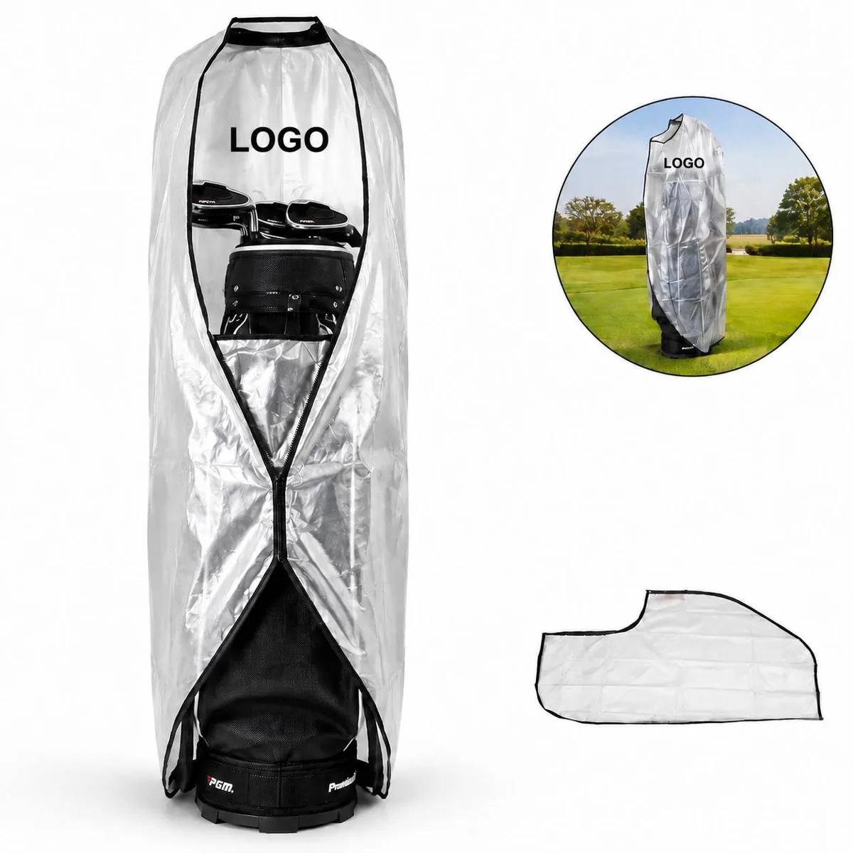 Waterproof Golf Bag Rain Cover with Zipper, Frosted PVC