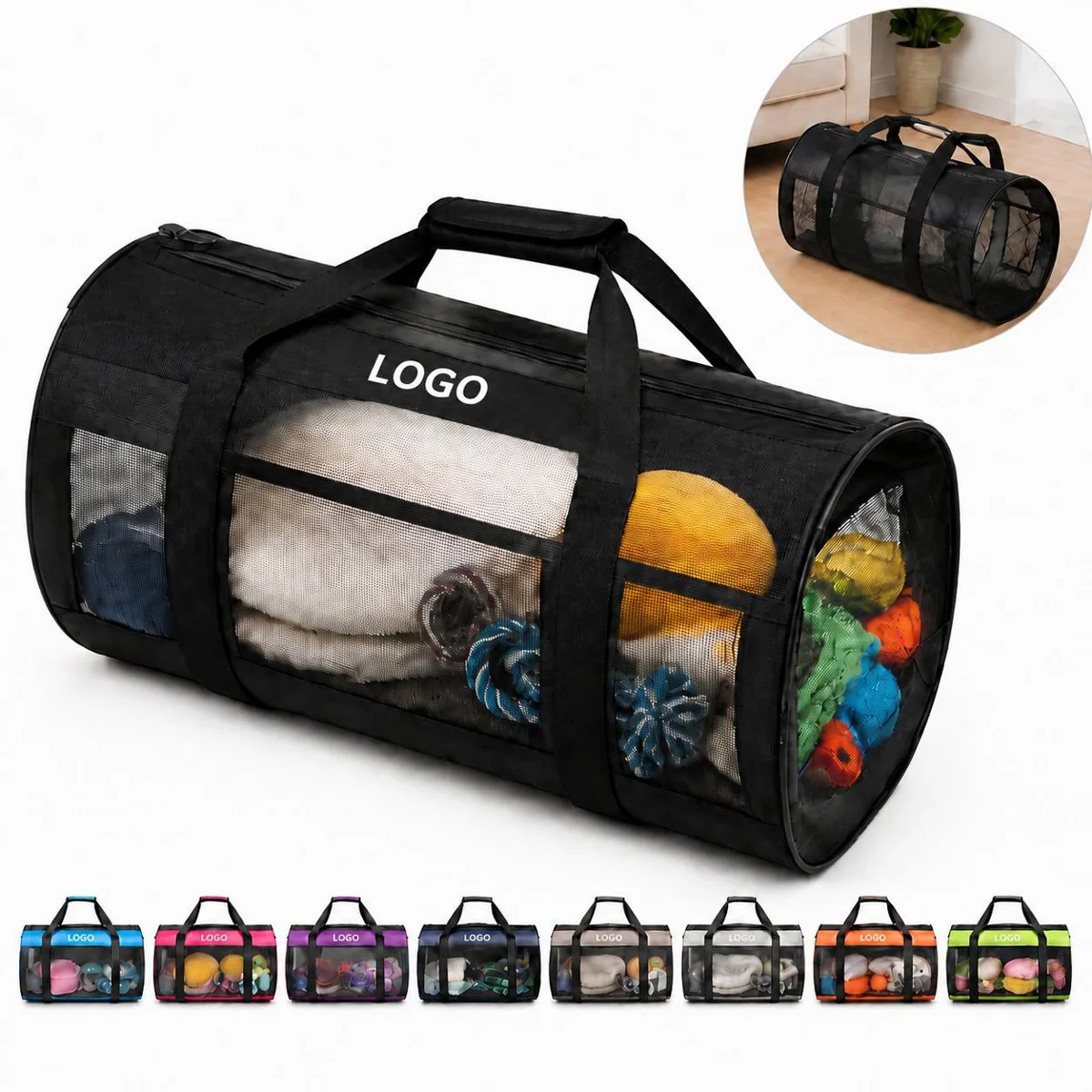 Water Sports Mesh Storage Tote with Detachable Shoulder