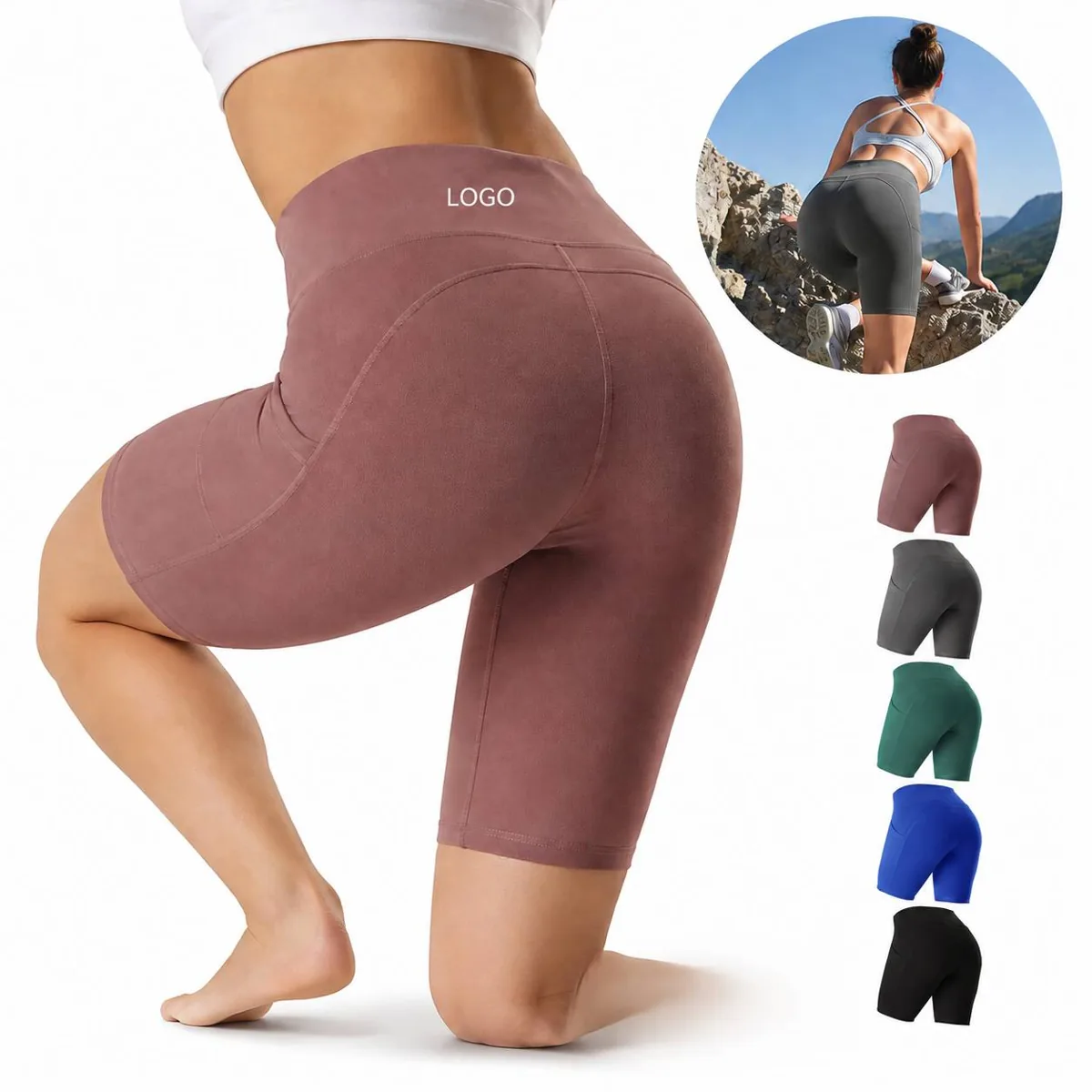 Women's High Rise Active Shorts with Pockets