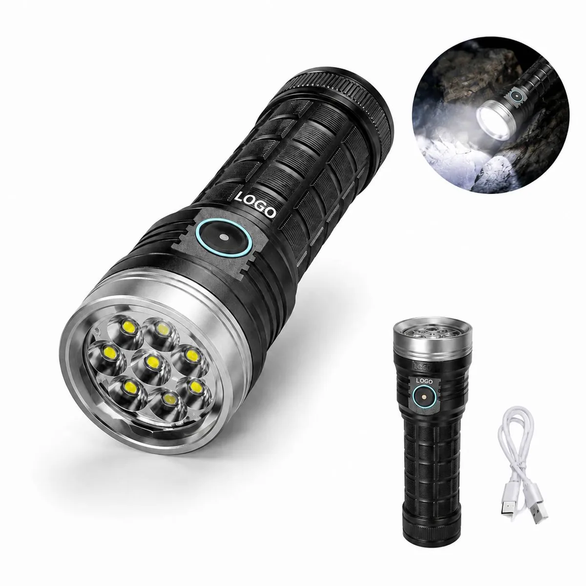 Tactical LED Flashlight, Rechargeable, High Lumen