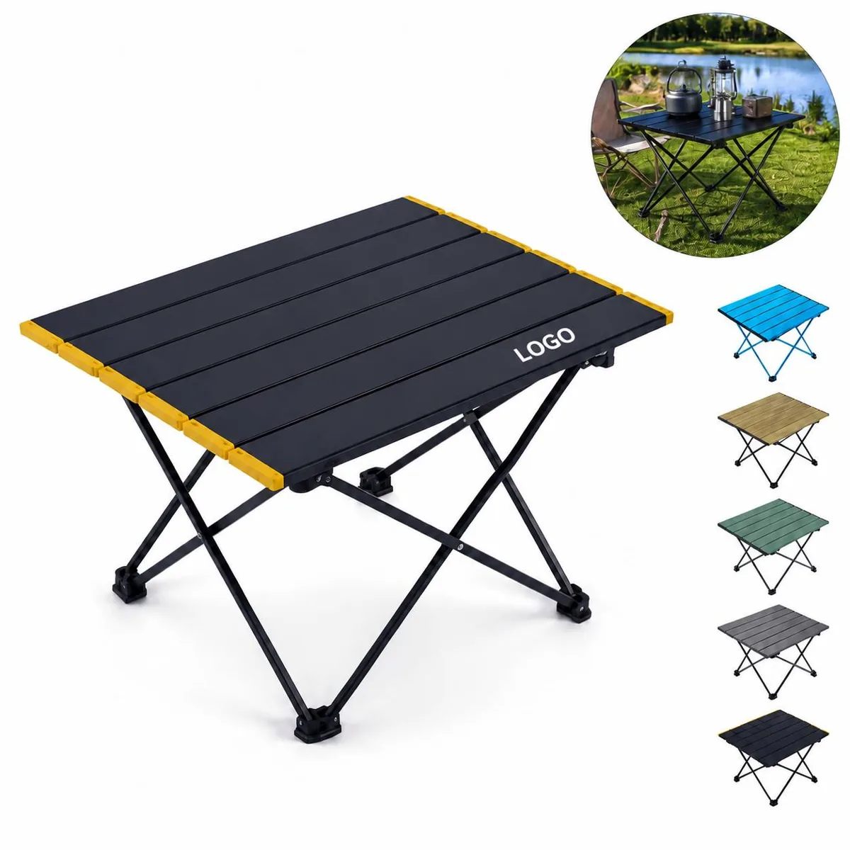 Portable Aluminum Foldable Camping Table with Crossbar