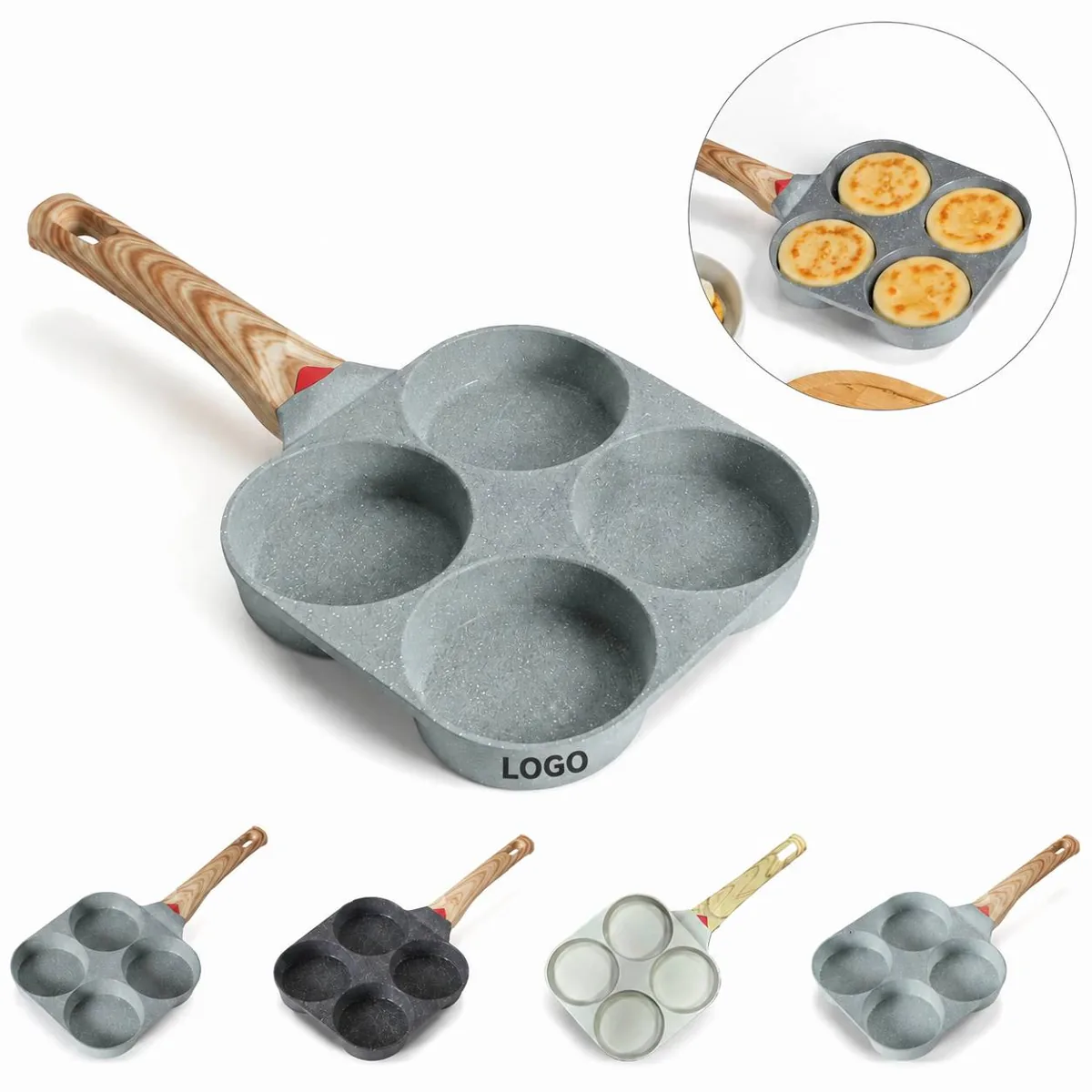 Nonstick Aluminum 4-Compartment Breakfast Griddle for Eggs