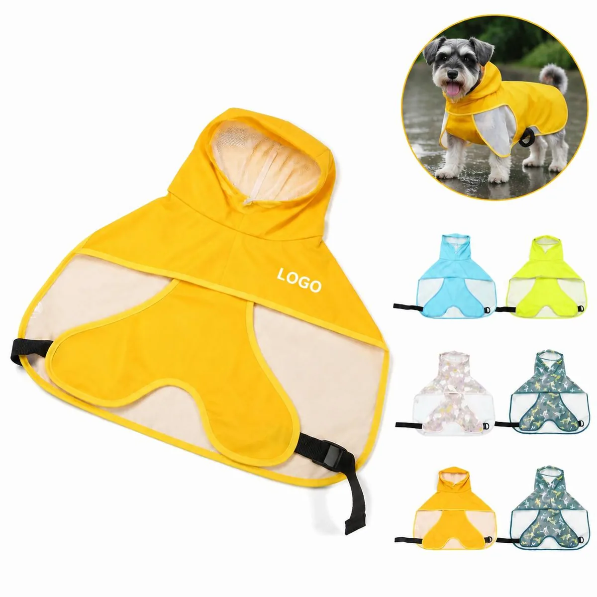 Reversible Waterproof Dog Raincoat with Adjustable Fit