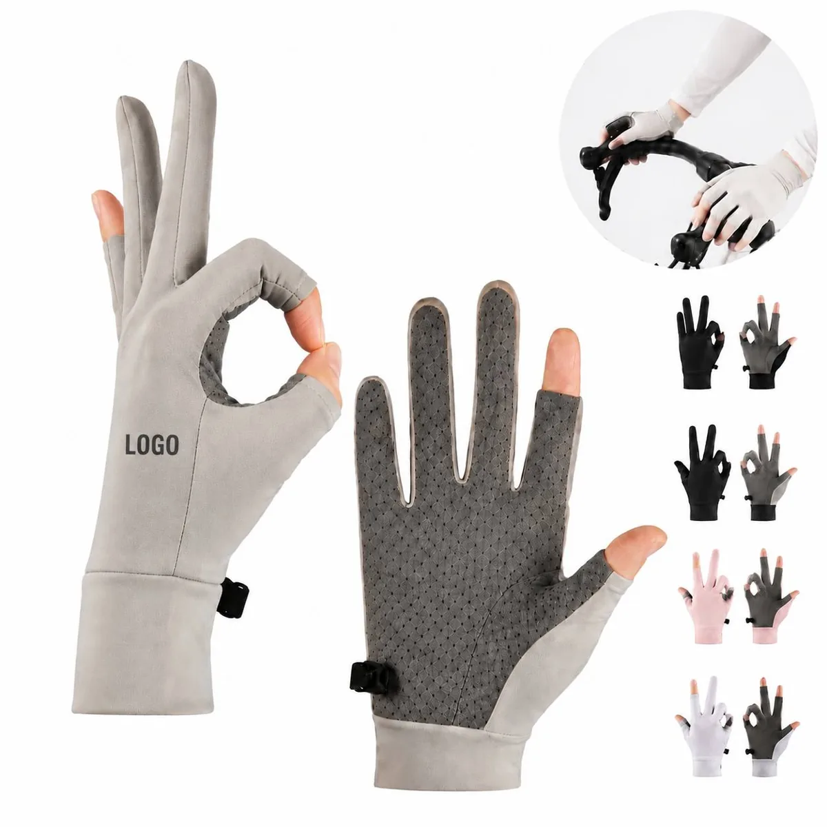 UPF 50+ Fishing Half Finger Gloves with Silicone Grip