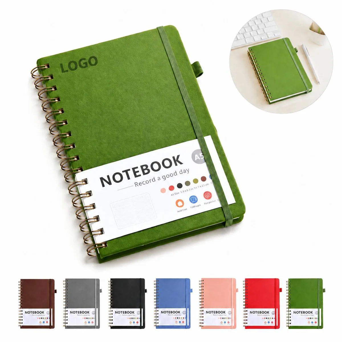 Premium Twin-Wire Notebook, 200 Ruled Pages, Durable PU