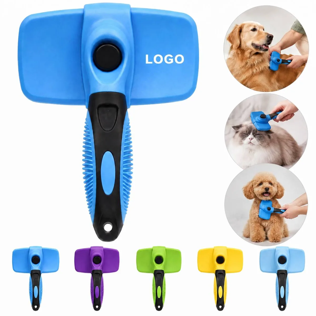 Pet Deshedding Brush One Button Release Stainless Steel TPR