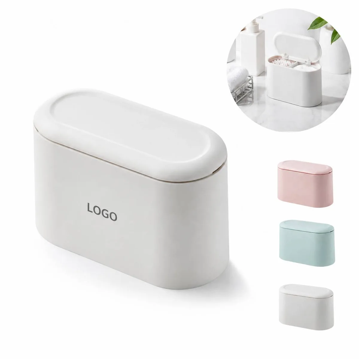 Compact Press Lid Trash Bin for Desk or Bathroom