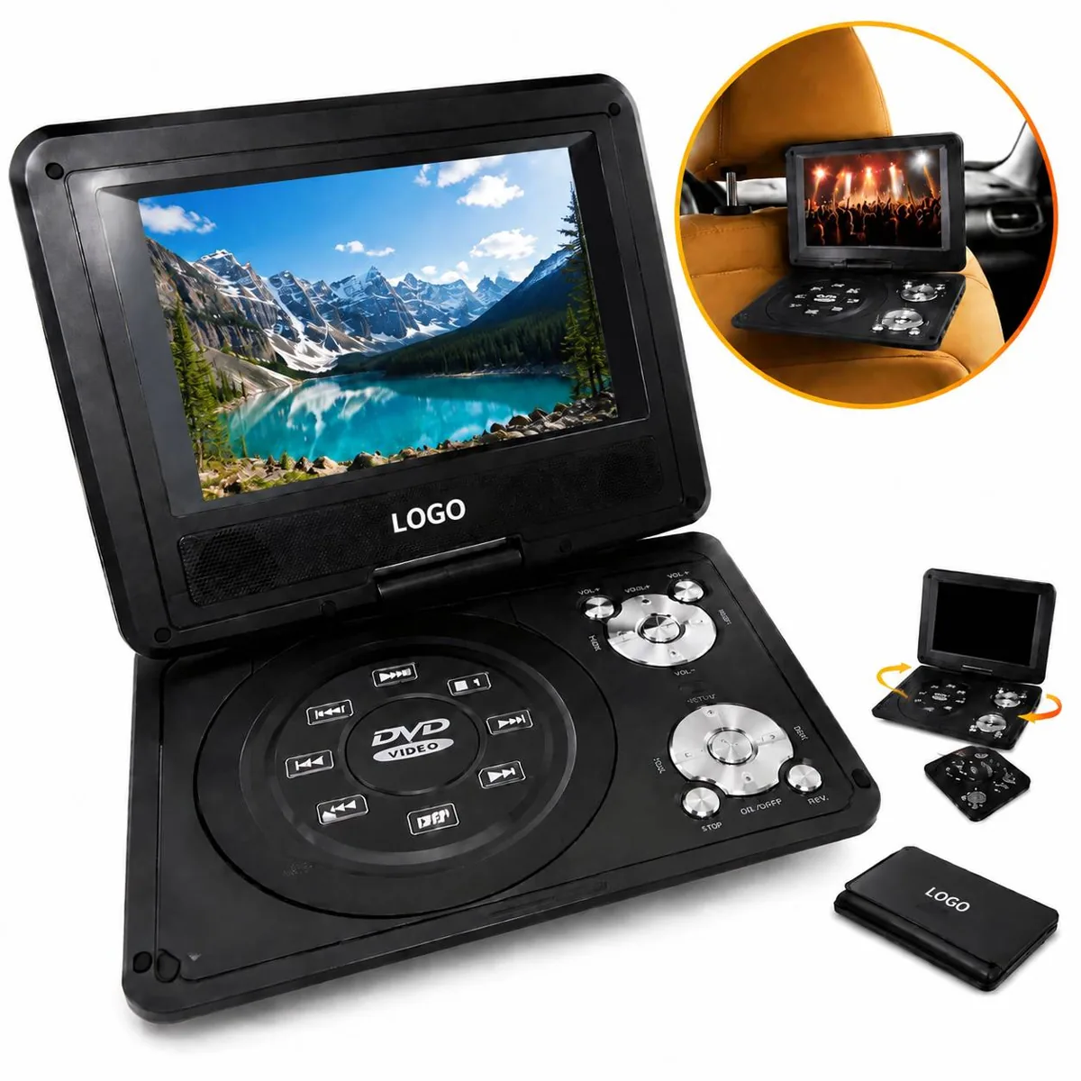 Portable DVD Player 7.8" Swivel Screen with Remote Control