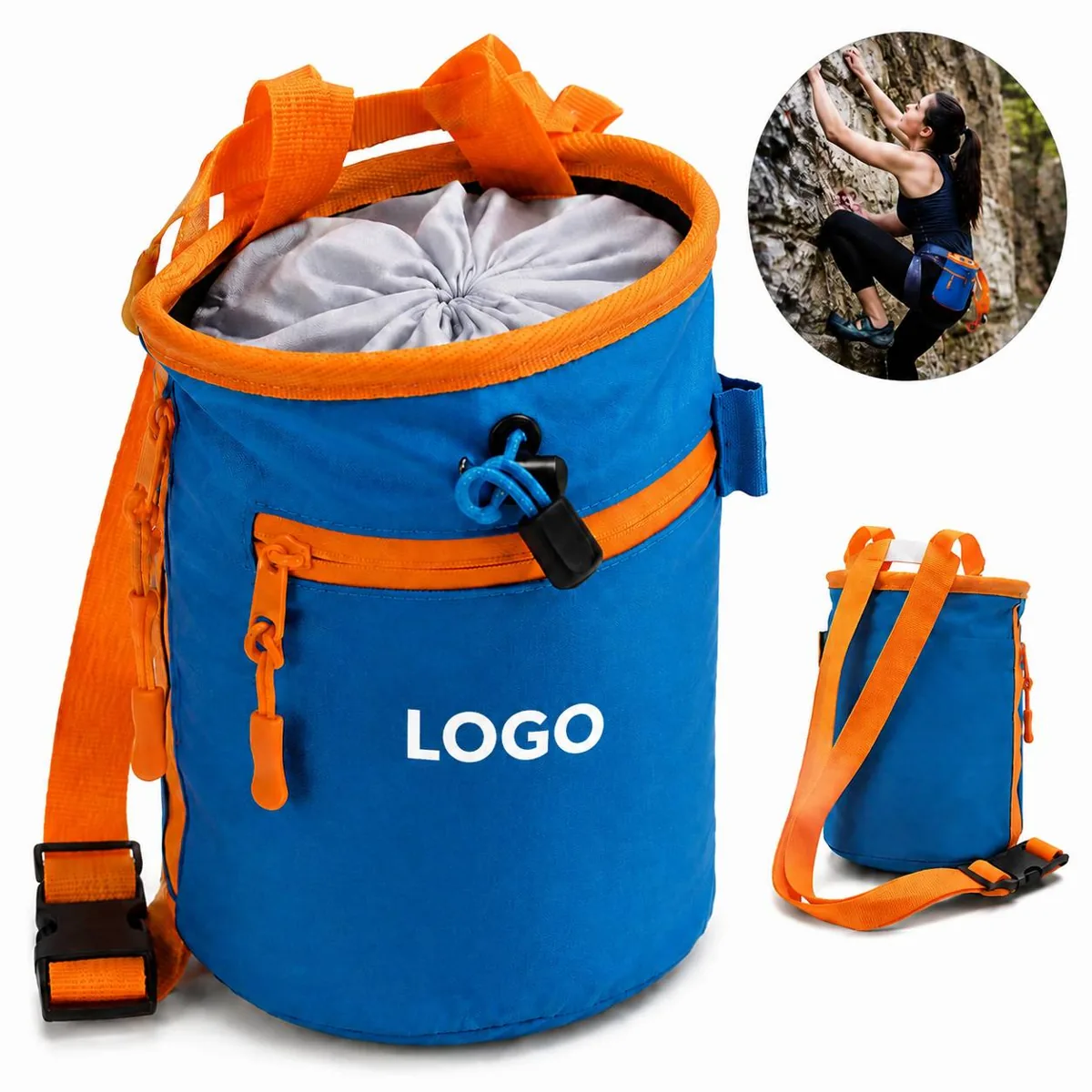 Customizable Climbing Chalk Bag with Fleece Lining & Belt