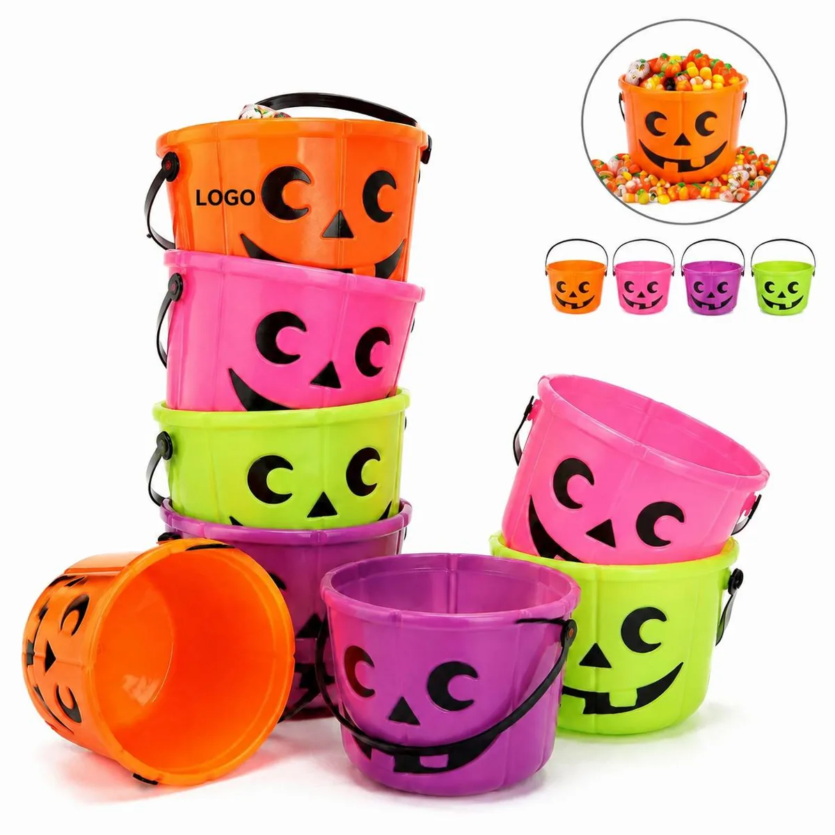 Kids Halloween Pumpkin Candy Pail, Lightweight Non-Toxic