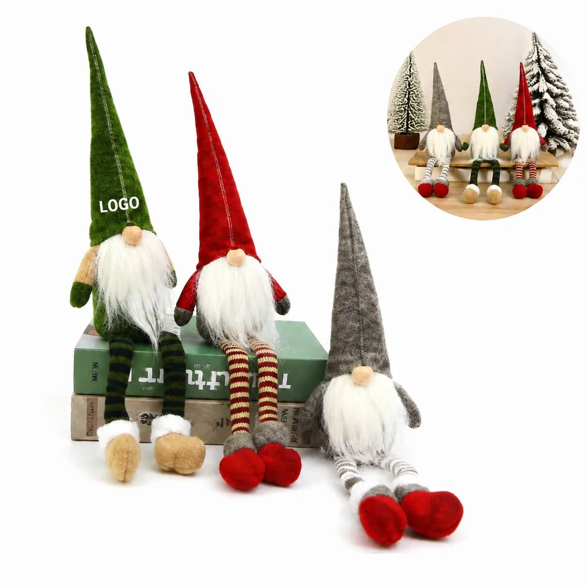 Festive Red Nose Gnome Ornament for Christmas Tree Decor