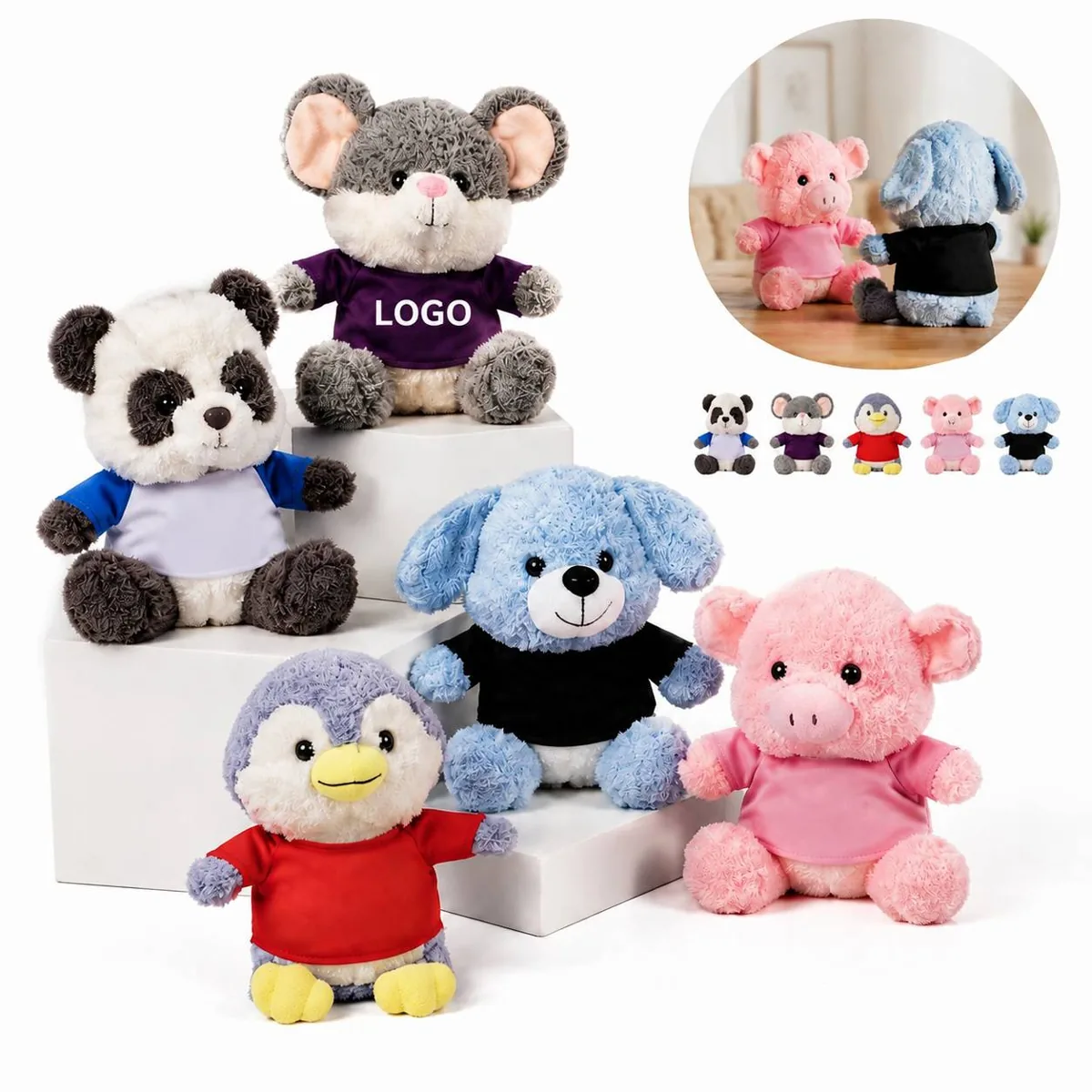 Cute Plush Animal Toy Set Soft Stuffed Friends Party Favors