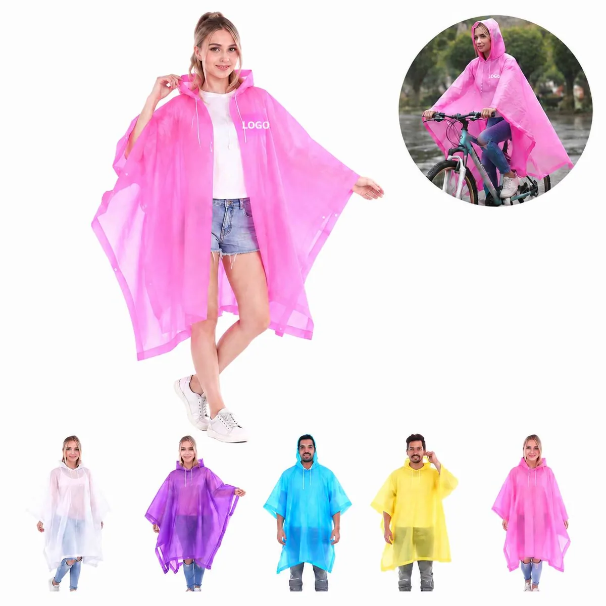 Customizable Eco-Friendly EVA Rain Poncho for Outdoor Events