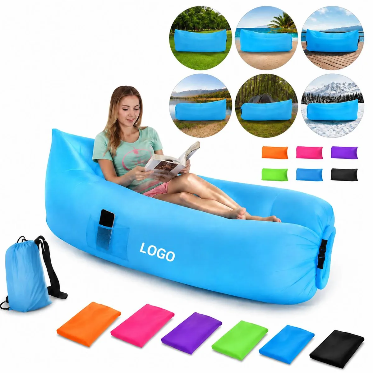 Self Filling Air Sofa Lounger Portable No Pump Beach