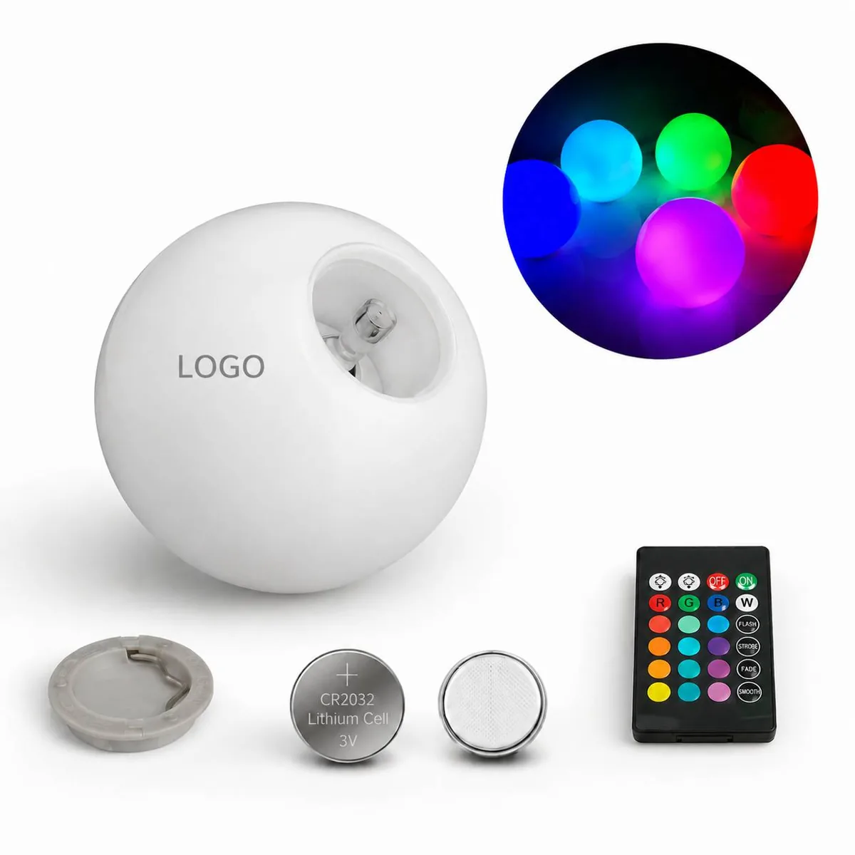 Remote Control LED Glow Ball Night Light, 16 Color Changing