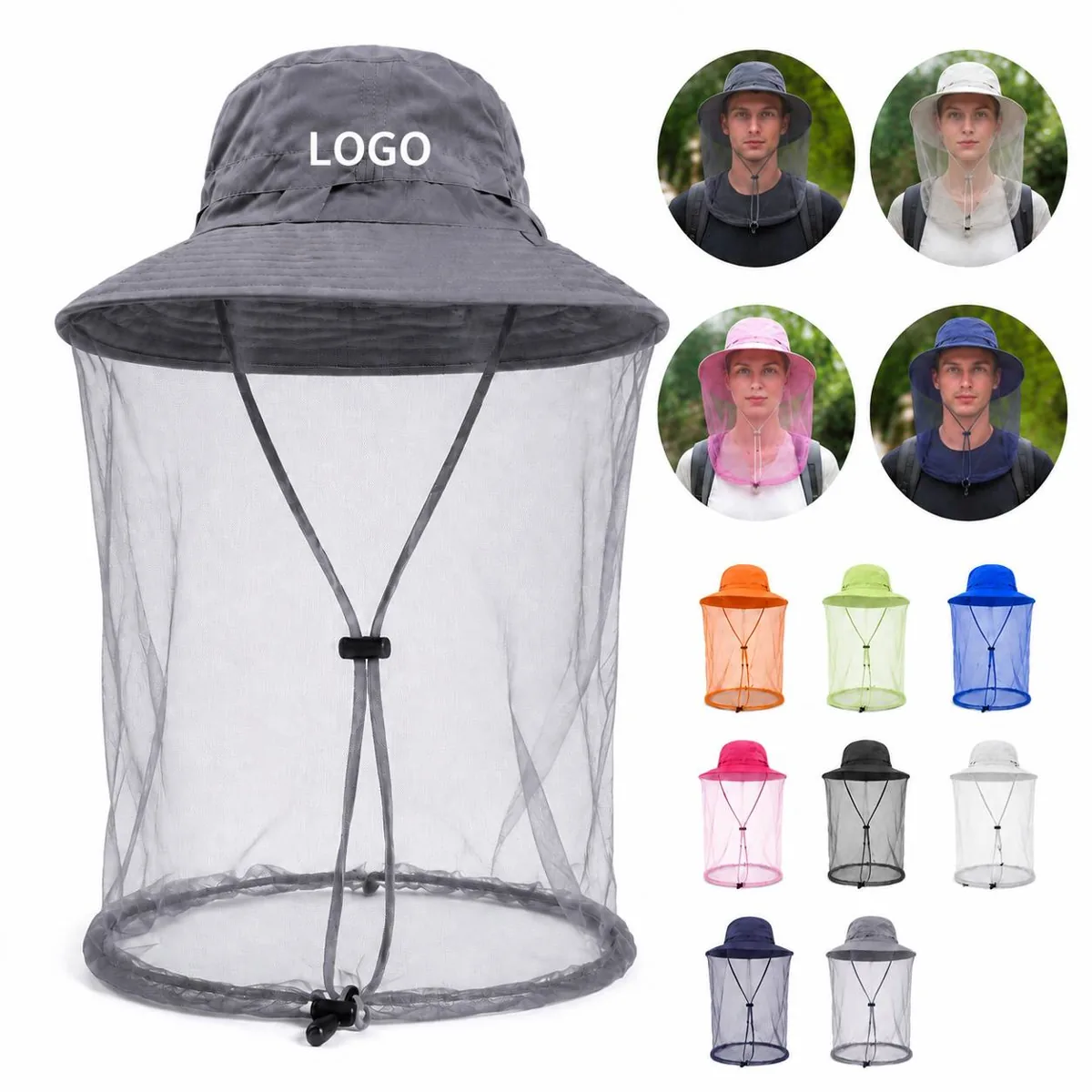 Adjustable Mosquito Net Bucket Hat 360° Brim