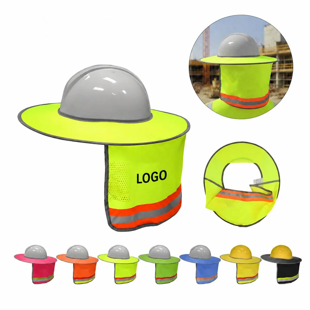 Sun Shade Neck Protector for Hard Hats with Breathable Mesh