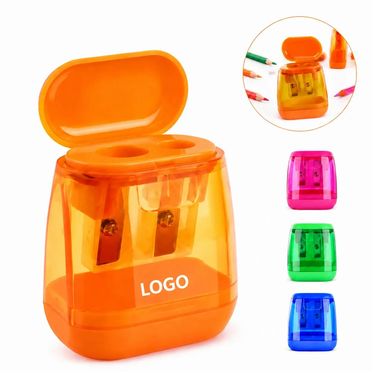Compact Dual Hole Pencil Sharpener for Standard