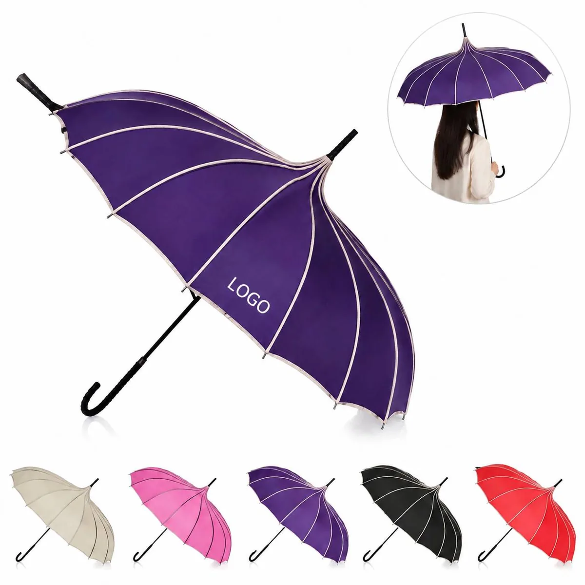 Bridal Pongee Umbrella 36 Round Lightweight Sturdy Wedding