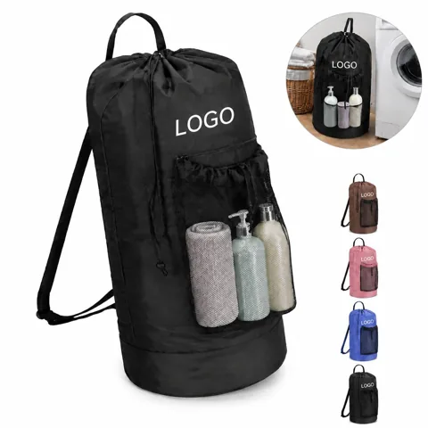 Portable Nylon Laundry Backpack with Adjustable Shoulder