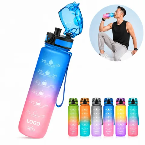 32oz Leakproof Water Bottle with Time Marker Hydration